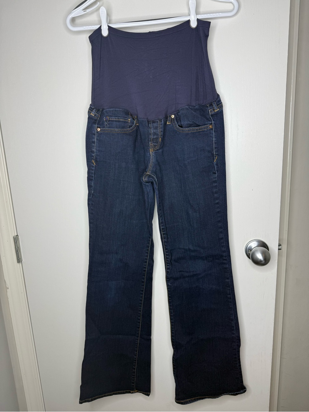 Navy Maternity Jeans with Stretch Panel